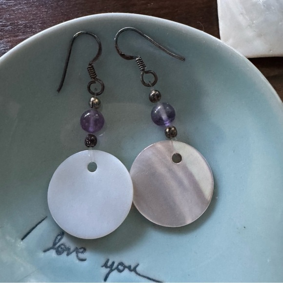 Fluorite & Shell Necklace + 925 Earrings Set